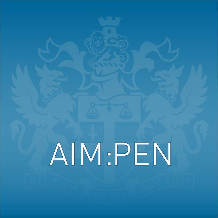 Training Systems Contract Win 31 A blue image with the AIM crest on it. There are also the words "AIM:PEN"