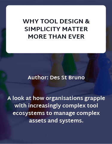 a navy blue button with the heading 'Why tool design & simplicity matter more than ever' in a white box out on the top