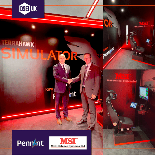two men shaking hands infront of a black wall with red neon lighting