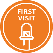 an orange circle LED icon